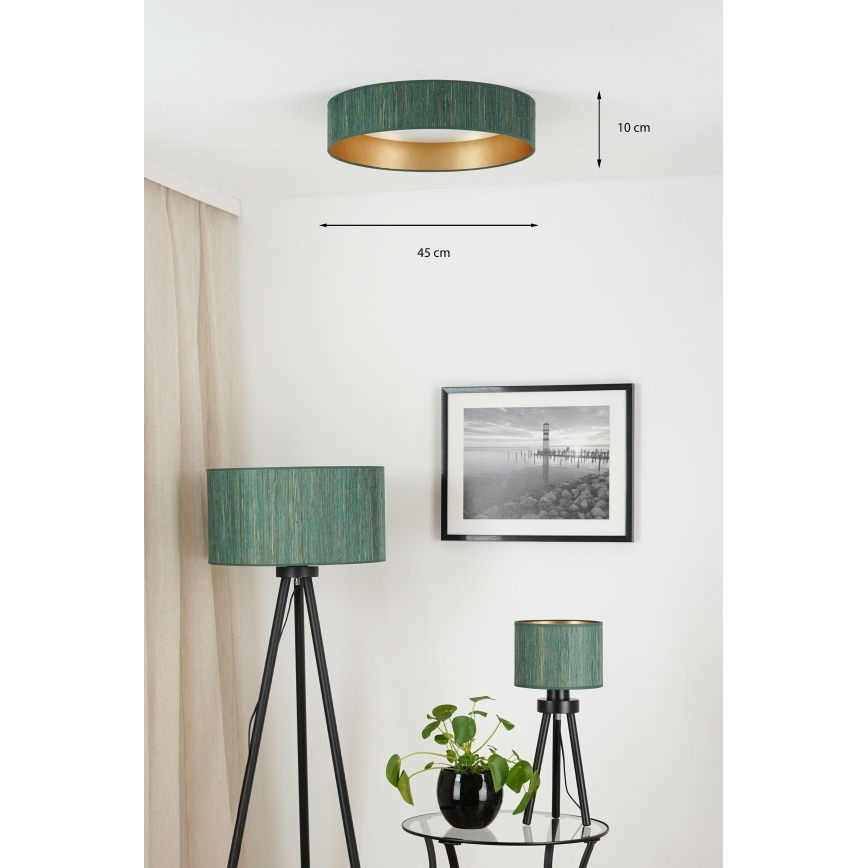 Brilagi - LED taklampa BOSTON ROLLER LED/24W/230V diameter 45 cm strå grön/guld