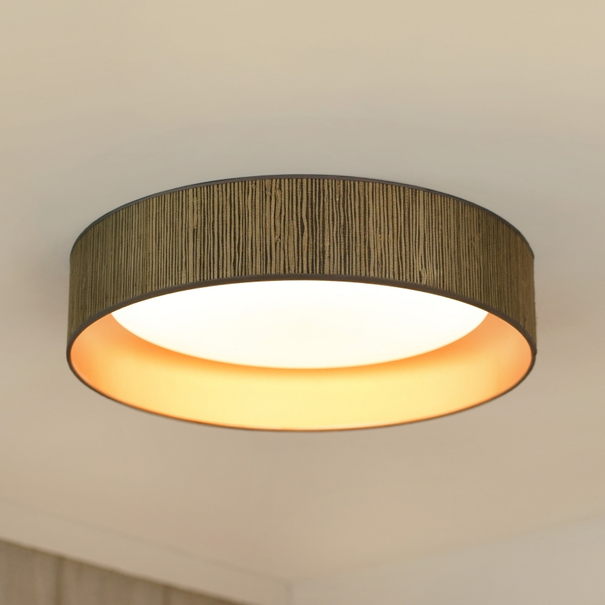 Brilagi - LED taklampa BOSTON ROLLER LED/24W/230V diameter 45 cm strå brun/guld