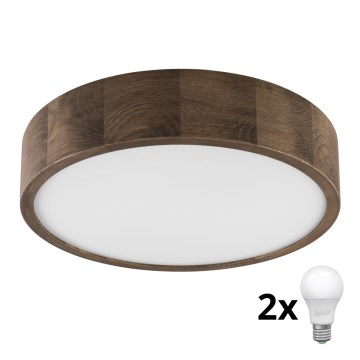 Brilagi - LED Taklampa CARVALHO 2xE27/60W/230V ek valnöt Ø 37 cm