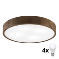 Brilagi - LED Taklampa CARVALHO 4xE27/60W/230V valnöt Ø 57,5 cm