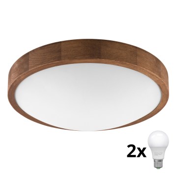 Brilagi - LED taklampa CARVALHO SLIM 2xE27/60W/230V ek körsbär diameter 37 cm