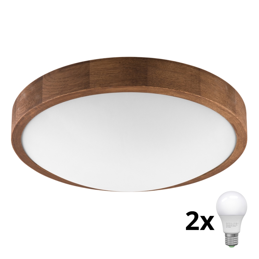 Brilagi - LED taklampa CARVALHO SLIM 2xE27/60W/230V ek körsbär diameter 37 cm