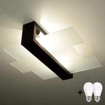 Brilagi -  LED taklampa HERA 2xE27/7,5W/230V wenge