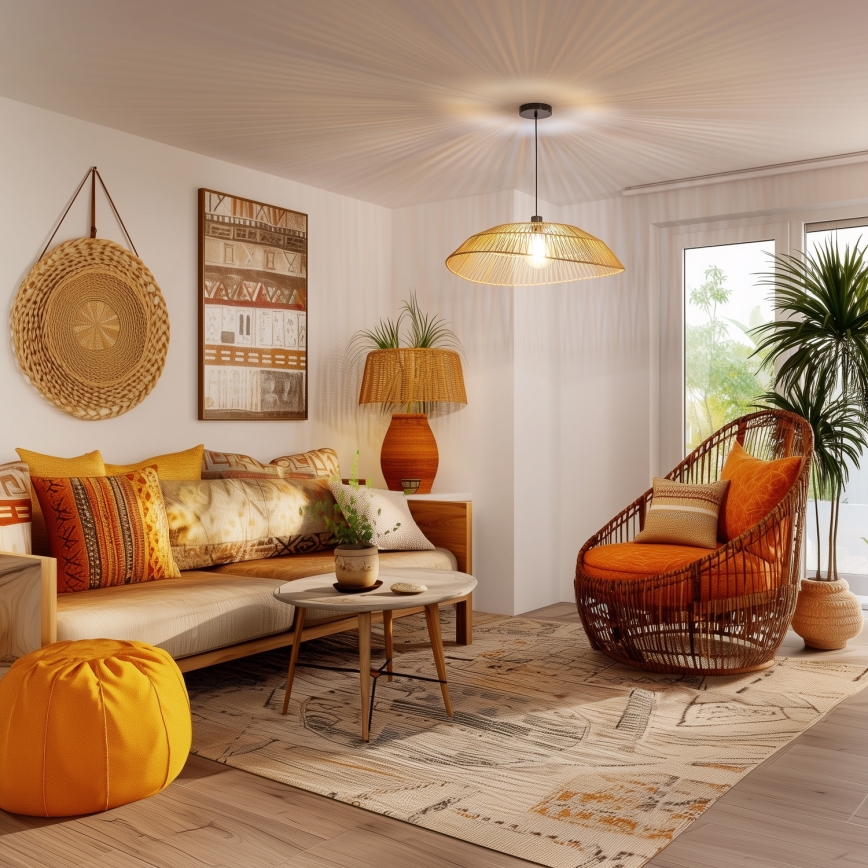 Brilagi - LED-taklampa på kabel CERIA BOHO 1xE27/40W/230V Ø 70 cm brun