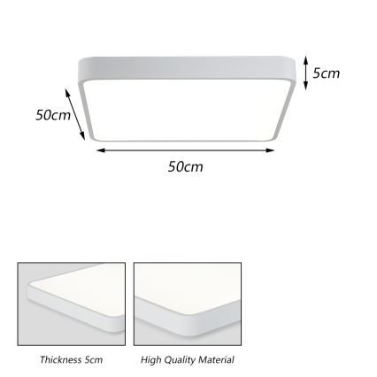 Brilagi - LED Taklampa POOL SQUARE LED/48W/230V 3000/4500/6000K 50x50 cm vit
