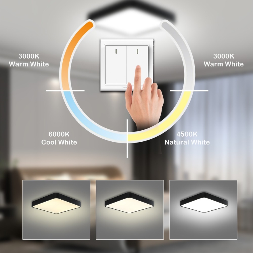 Brilagi - LED Taklampa POOL SQUARE LED/48W/230V 3000/4500/6000K 50x50 cm svart