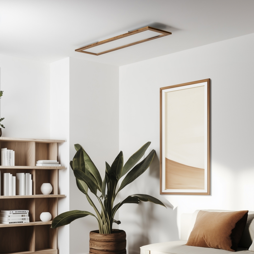 Brilagi - LED taklampa SLIMFRAME WOOD LED/58W/230V 124x34 cm brun