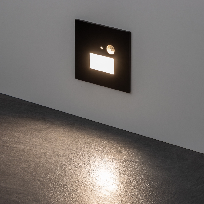 Brilagi - LED-trapparmatur med rörelse- och skymningssensor JACK LED/1,5W/230V 3000/4000/6500K svart