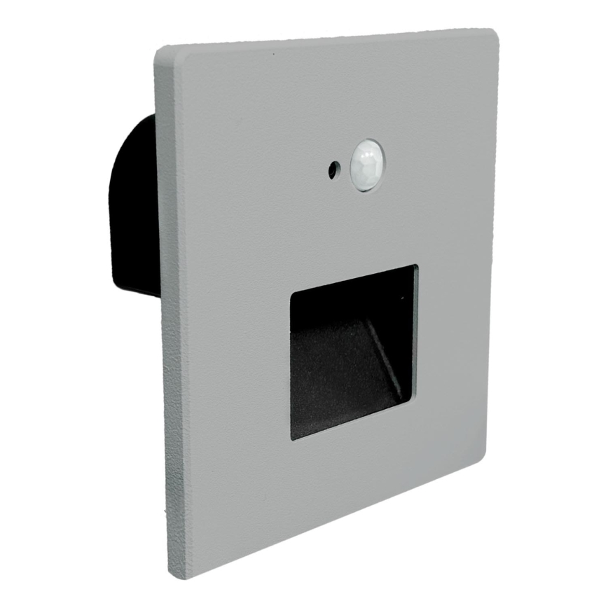 Brilagi - LED-trappbelysning med rörelse- och skymningssensor JACK LED/3W/230V 3000/4000/6500K IP65 grå