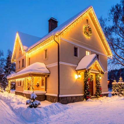 Brilagi - LED utomhus julgardin 360xLED/8 funktioner 14m IP44 varmvit istappar