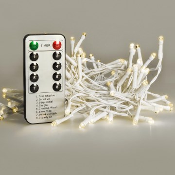Brilagi - LED utomhus julbelysning 120xLED/8 funktioner/3xAA 9,5m vit IP44 varmvit + fjärrkontroll