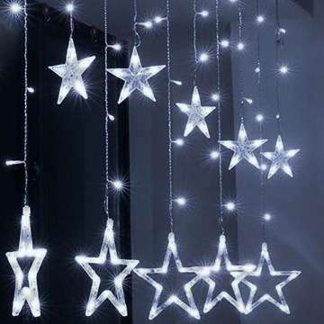 Brilagi - LED Utomhus julgardin 123xLED/3xAA/USB 3m IP44 kallvit