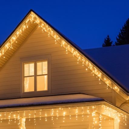 Brilagi - LED utomhus julgardin 360 LED, 8 funktioner, 14 m, IP44, varmvit (istappar)