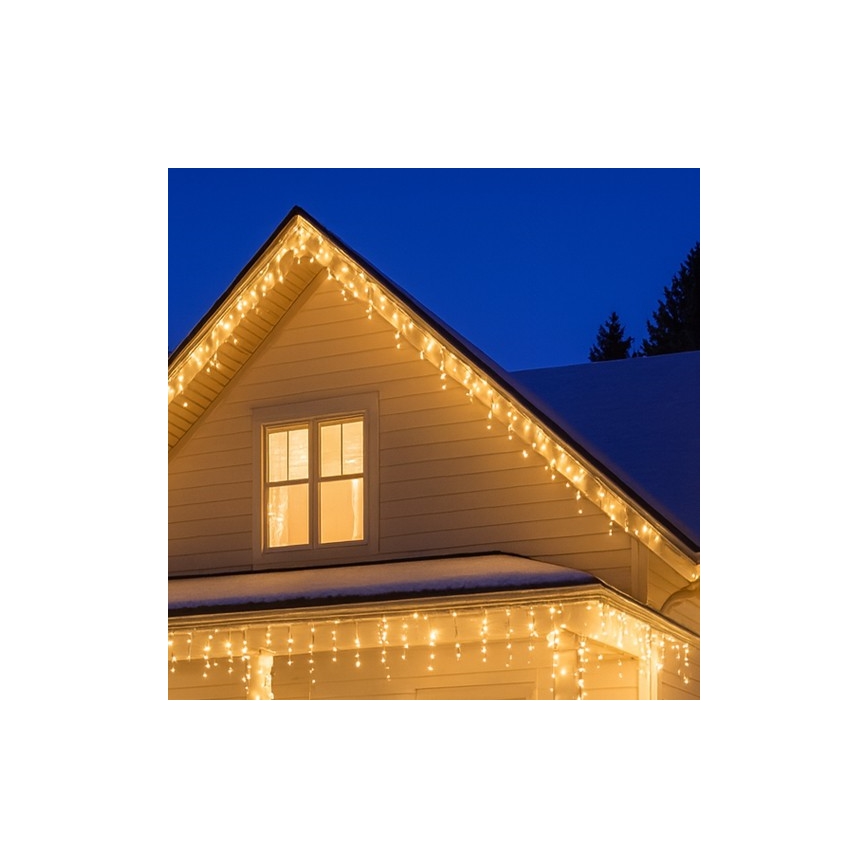 Brilagi - LED utomhus julgardin 360 LED, 8 funktioner, 14 m, IP44, varmvit (istappar)