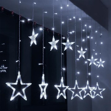 Brilagi - LED Utomhus julgardin 77xLED/3xAA/USB 1,8m IP44 kall vit