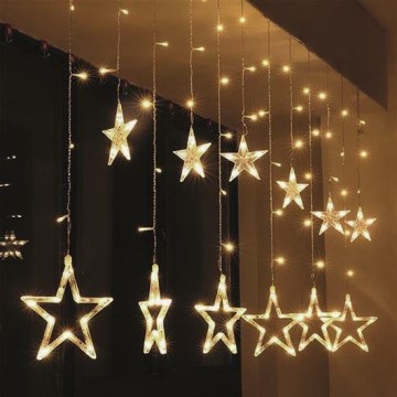Brilagi - LED Utomhus julgardin 77xLED/3xAA/USB 1,8m IP44 varm vit