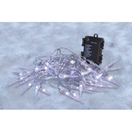 Brilagi - LED Utomhus julljusslinga 50xLED/8 funktioner /3xAA 8m IP44 kall vit