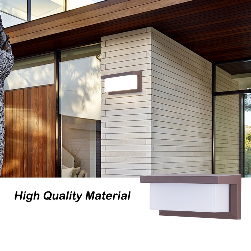 Brilagi - LED utomhus väggarmatur med sensor BRICKY LED/12W/230V brun IP54