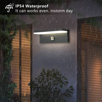 Brilagi - LED utomhusväggarmatur med rörelsesensor TESSI LED/10W/230V antracit IP54
