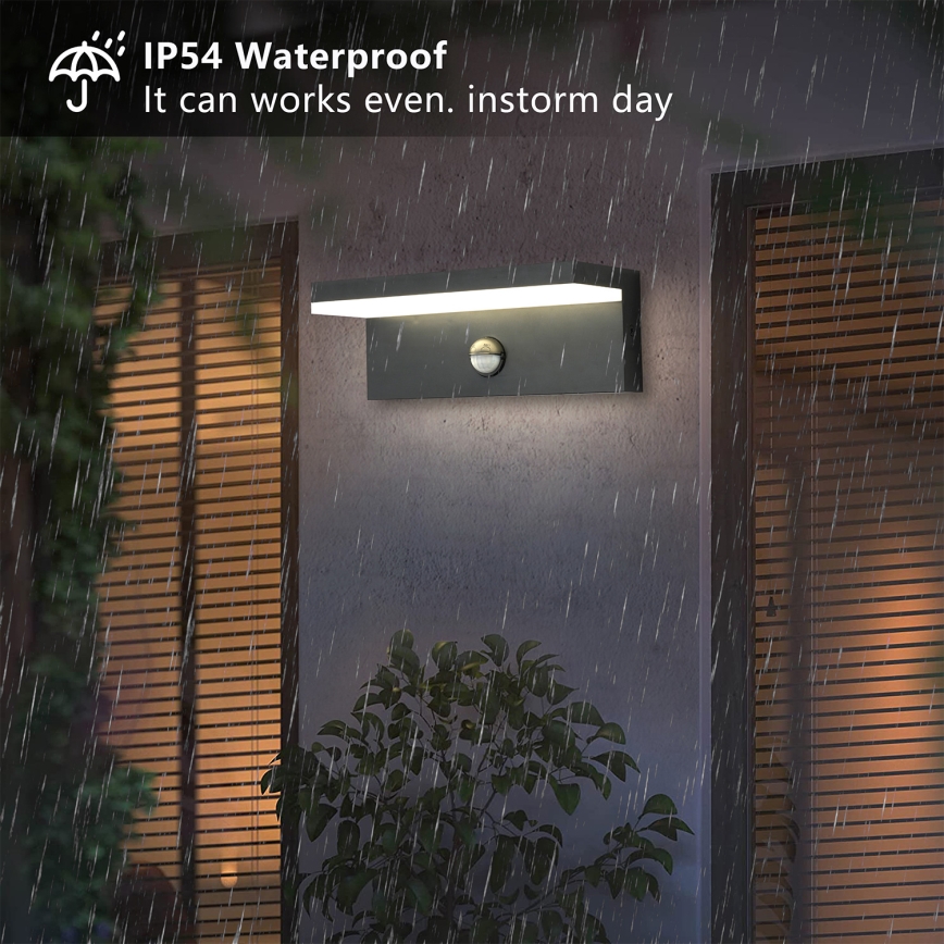 Brilagi - LED utomhusväggarmatur med rörelsesensor TESSI LED/10W/230V antracit IP54