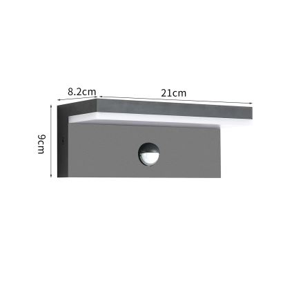 Brilagi - LED utomhusväggarmatur med rörelsesensor TESSI LED/10W/230V antracit IP54