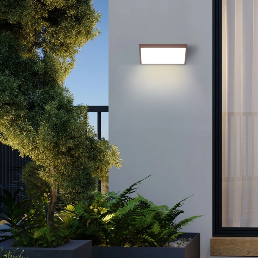 Brilagi - LED utomhusväggarmatur med sensor TRIANGLE LED/20W/230V brun IP65