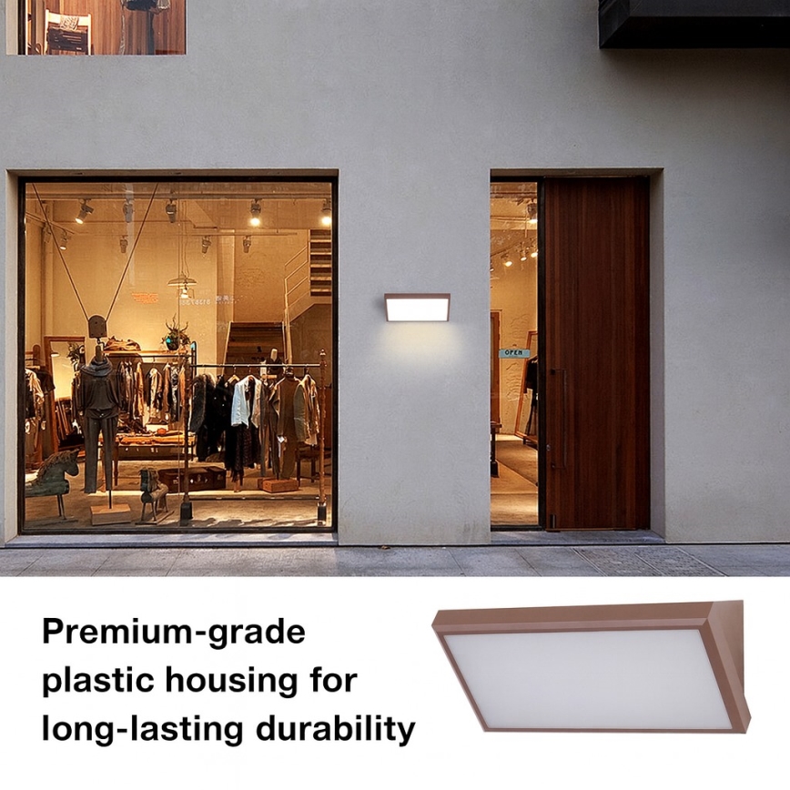 Brilagi - LED utomhusväggarmatur med sensor TRIANGLE LED/20W/230V brun IP65