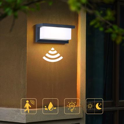 Brilagi - LED Utomhus vägglampa med sensor BRICKY LED/12W/230V antracit IP54