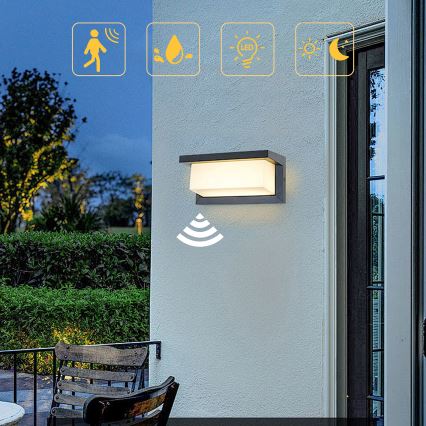 Brilagi - LED Utomhus vägglampa med sensor BRICKY LED/12W/230V antracit IP54