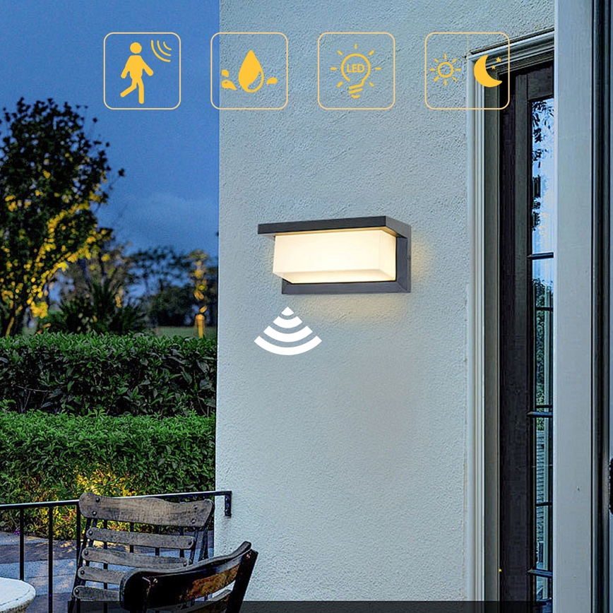 Brilagi - LED Utomhus vägglampa med sensor BRICKY LED/12W/230V antracit IP54