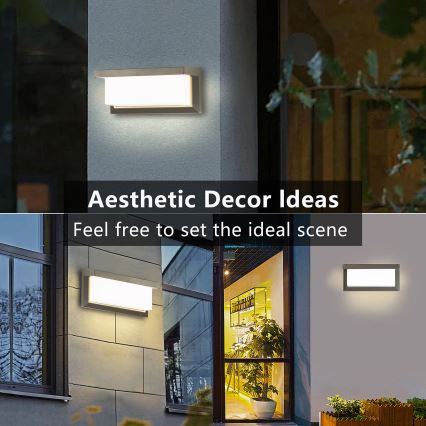 Brilagi - LED Utomhus vägglampa med sensor BRICKY LED/12W/230V grå IP54