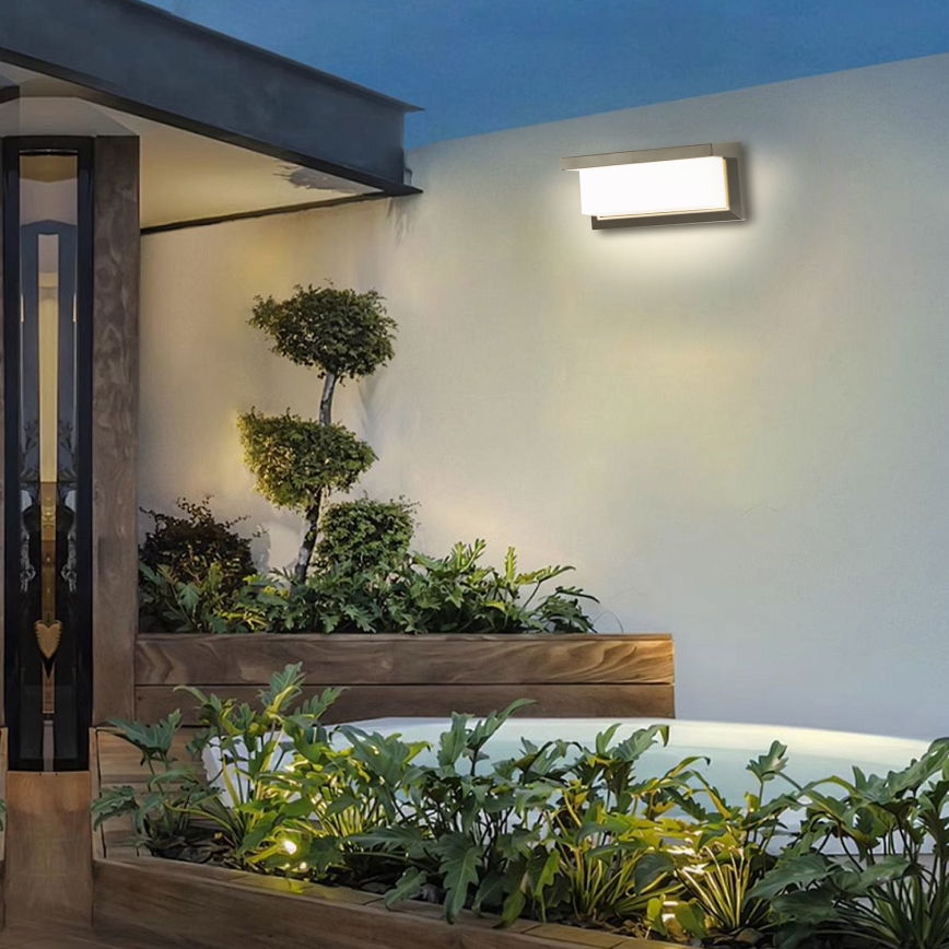 Brilagi - LED Utomhus vägglampa med sensor BRICKY LED/12W/230V grå IP54
