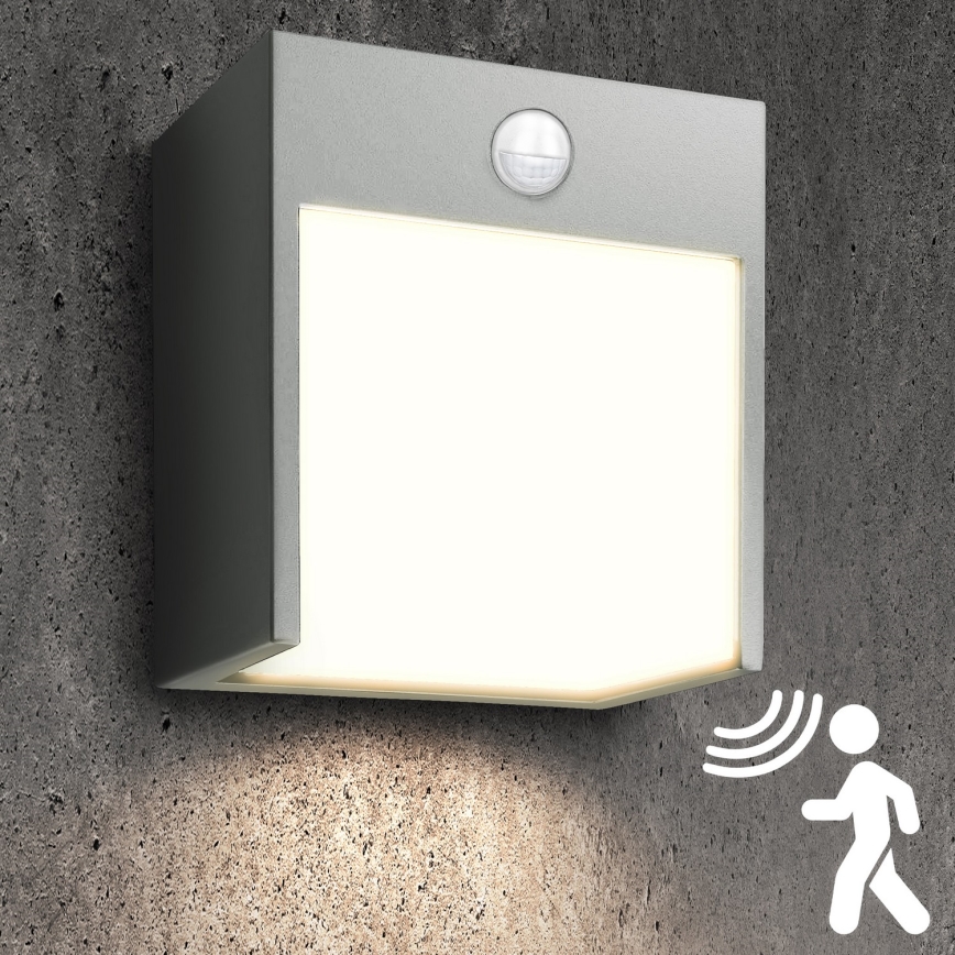 Brilagi - LED Utomhus vägglampa med sensor TERNI LED/12W/230V grå IP44
