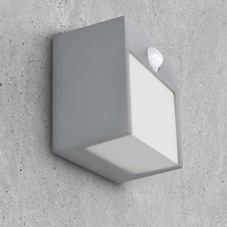 Brilagi - LED Utomhus vägglampa med sensor TERNI LED/12W/230V grå IP44