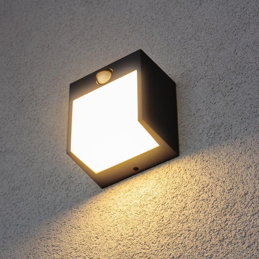 Brilagi - LED Utomhus Vägglampa med Sensor TERNI LED/12W/230V svart IP44