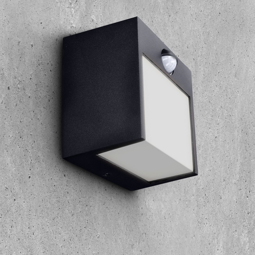 Brilagi - LED Utomhus vägglampa med sensor TERNI LED/12W/230V svart IP44