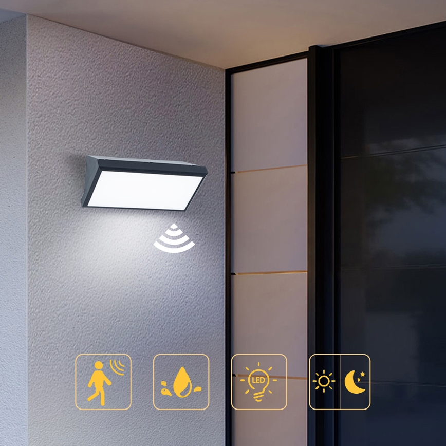 Brilagi - LED Utomhus vägglampa med sensor TRIANGLE LED/20W/230V antracit IP65