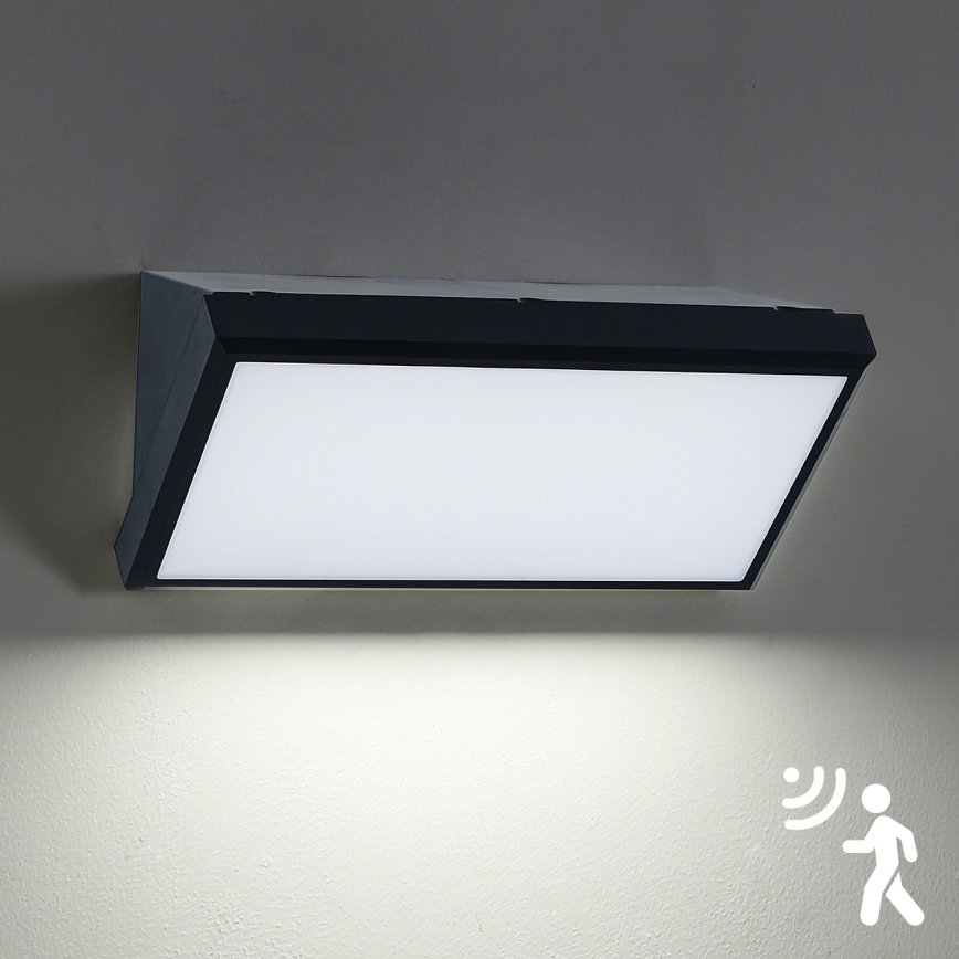 Brilagi - LED Utomhus vägglampa med sensor TRIANGLE LED/20W/230V svart IP65