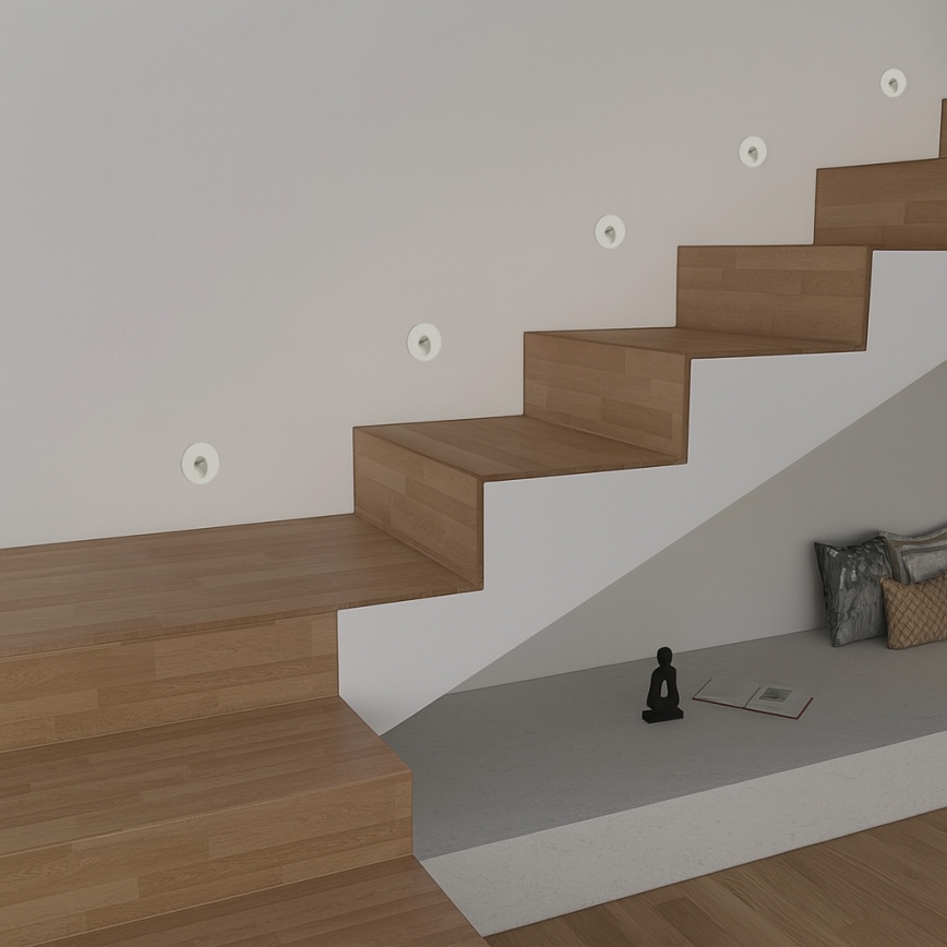 Brilagi - LED-utomhusinfälld armatur STAIRDOT LED/2W/230V vit IP65 rund