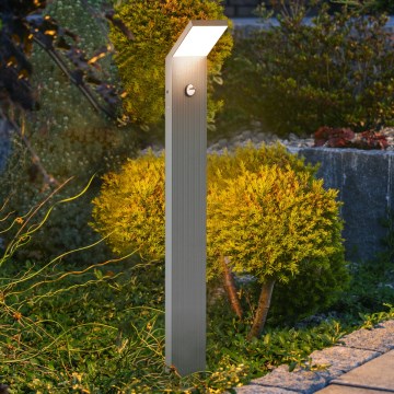 Brilagi - LED utomhuslampa med rörelsesensor RIANO LED/8W/230V silverfärgad IP65