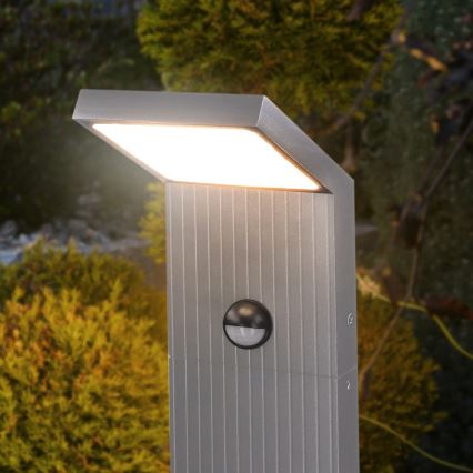 Brilagi - LED utomhuslampa med rörelsesensor RIANO LED/8W/230V silverfärgad IP65