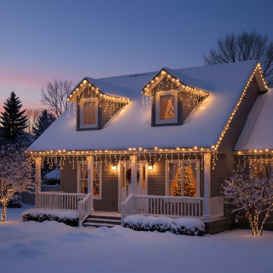 Brilagi - LED utomhus julbelysning, 200 LED, 8 ljuslägen, 13 m, IP44, varmvit, istappar