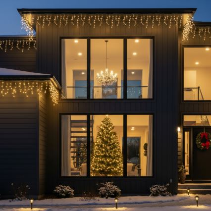 Brilagi - LED utomhus julbelysning, 200 LED, 8 ljuslägen, 13 m, IP44, varmvit, istappar