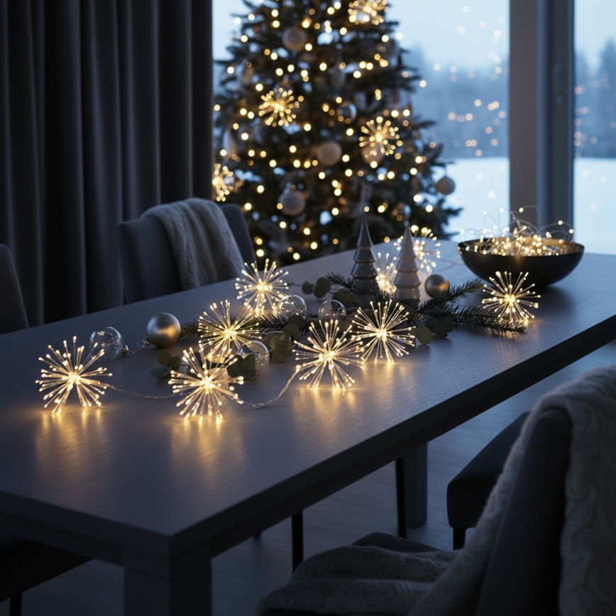 Brilagi - LED utomhusslinga för jul, 150 LED, 5 m, IP44, varmvitt, fyrverkeri-effekt