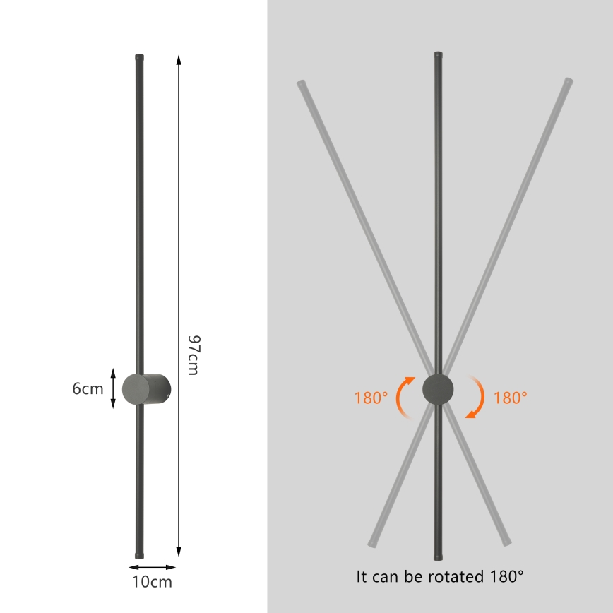 Brilagi - LED utomhusvägglampa AURA LED/20W/230V 3000K IP54 97 cm antracit