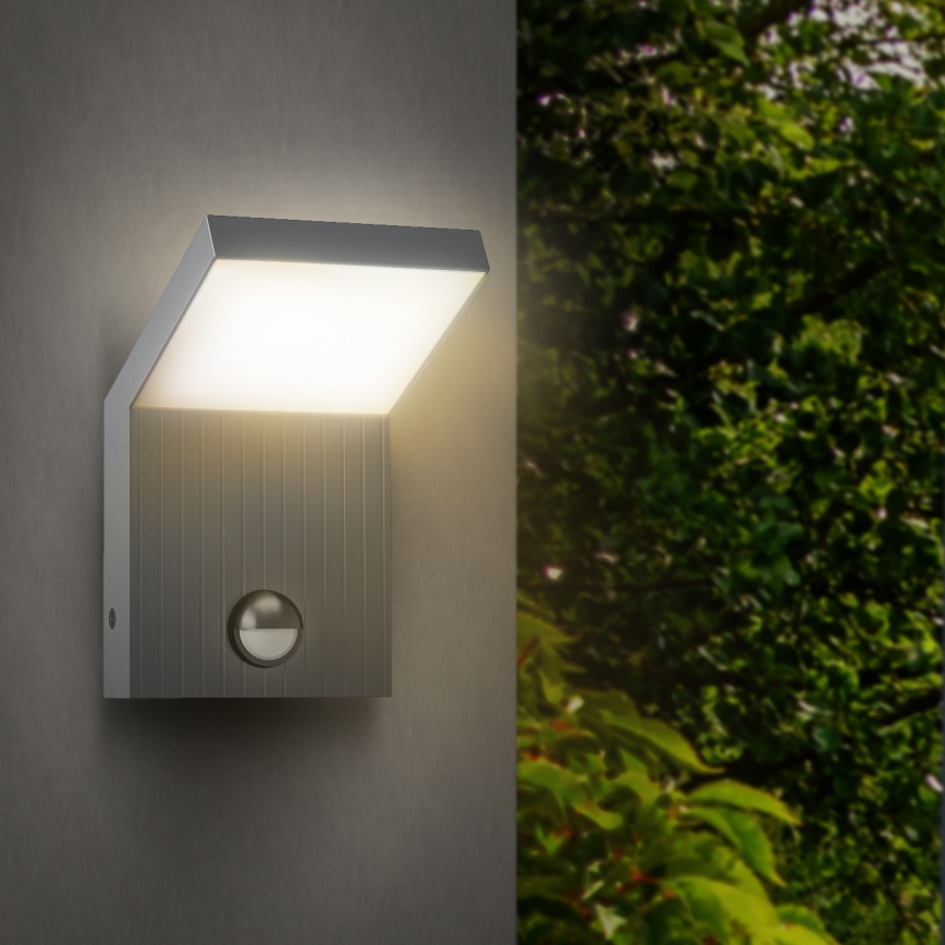 Brilagi - LED utomhusvägglampa med sensor RIANO LED/8W/230V silver IP65