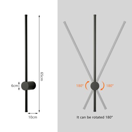 Brilagi - AURA LED utomhusvägglampa 12W/230V 3000K IP54 65 cm svart