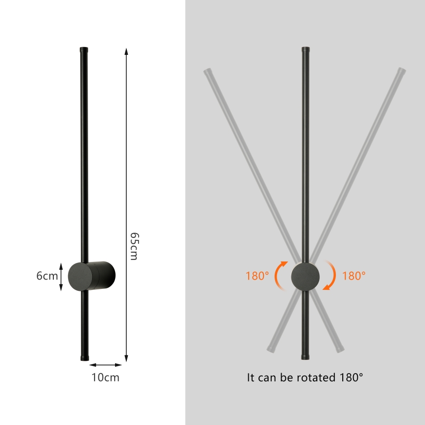 Brilagi - AURA LED utomhusvägglampa 12W/230V 3000K IP54 65 cm svart
