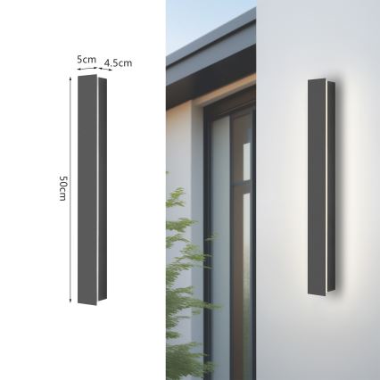 Brilagi - LED utomhusväggarmatur LINEAR LED/12W/230V 3000K IP65 50 cm antracit