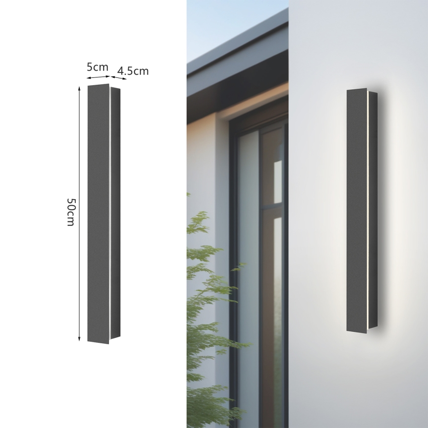 Brilagi - LED utomhusväggarmatur LINEAR LED/12W/230V 3000K IP65 50 cm antracit